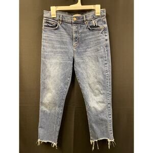 LOFT High Waist Straight Crop 28/6 Raw Hem Jeans